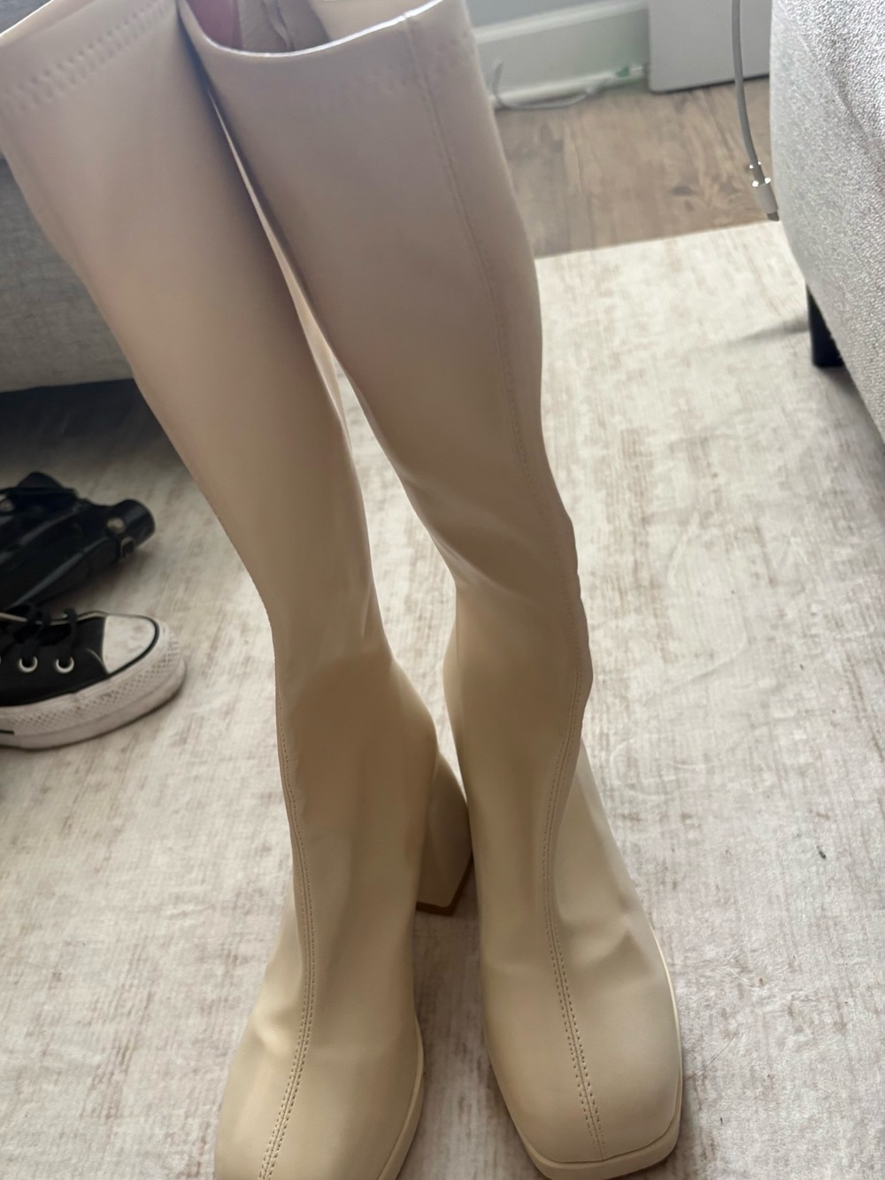 Amazon Women’s Tall Square-Toe Knee Boots in Beige
